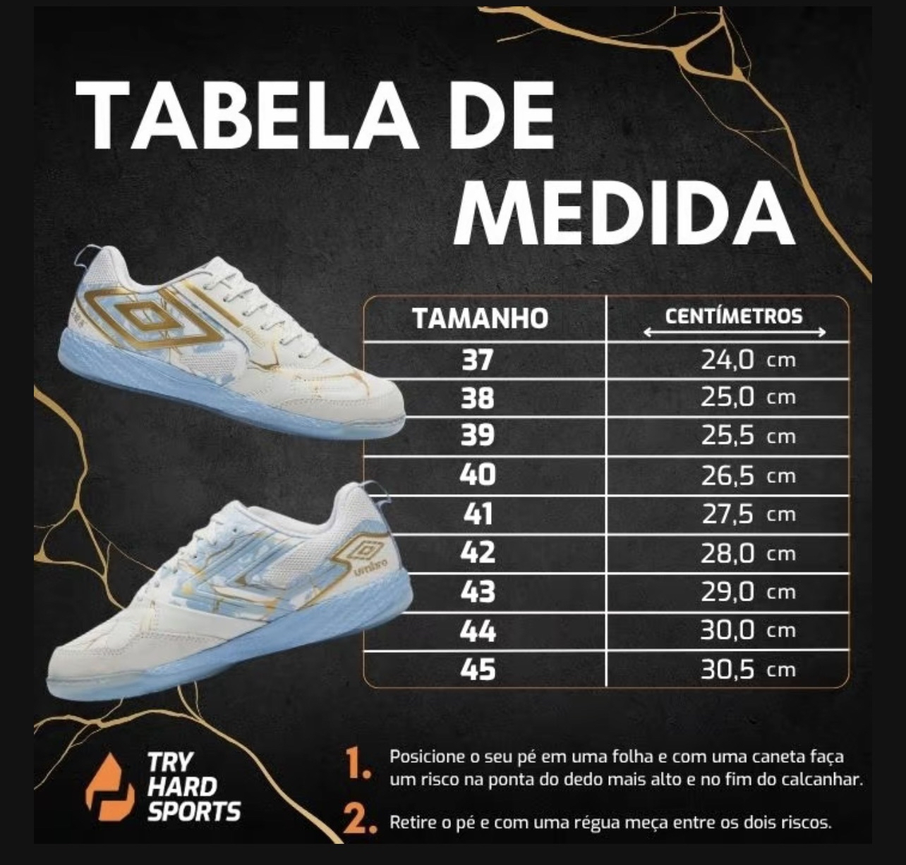 Tabela de medidas Chuteira UMBRO PRO 5